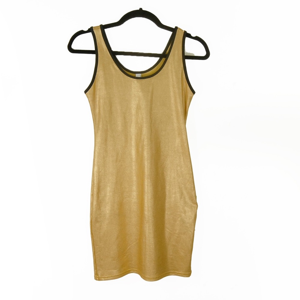 American Apparel AA Gold Metallic Bodycon Disco Mini Dress